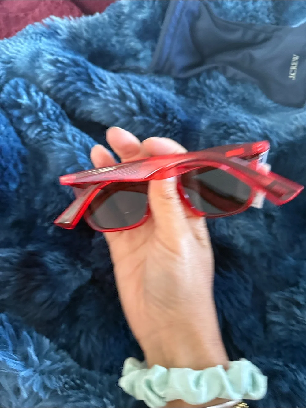J. Crew Transparent Red Sunglasses with Dark Lenses